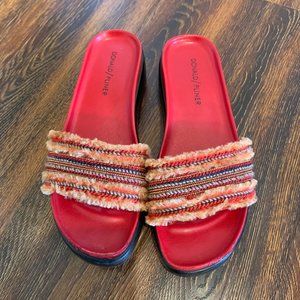 red flip flop sandal
